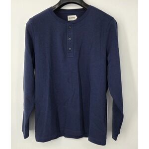 Taylor Stitch Henley Shirt Men's 42 Navy Blue Long Sleeve Casual Stretch